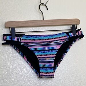 Seeded & Sewn Black Southwestern Tribal Bikini Swim Bottoms - Medium